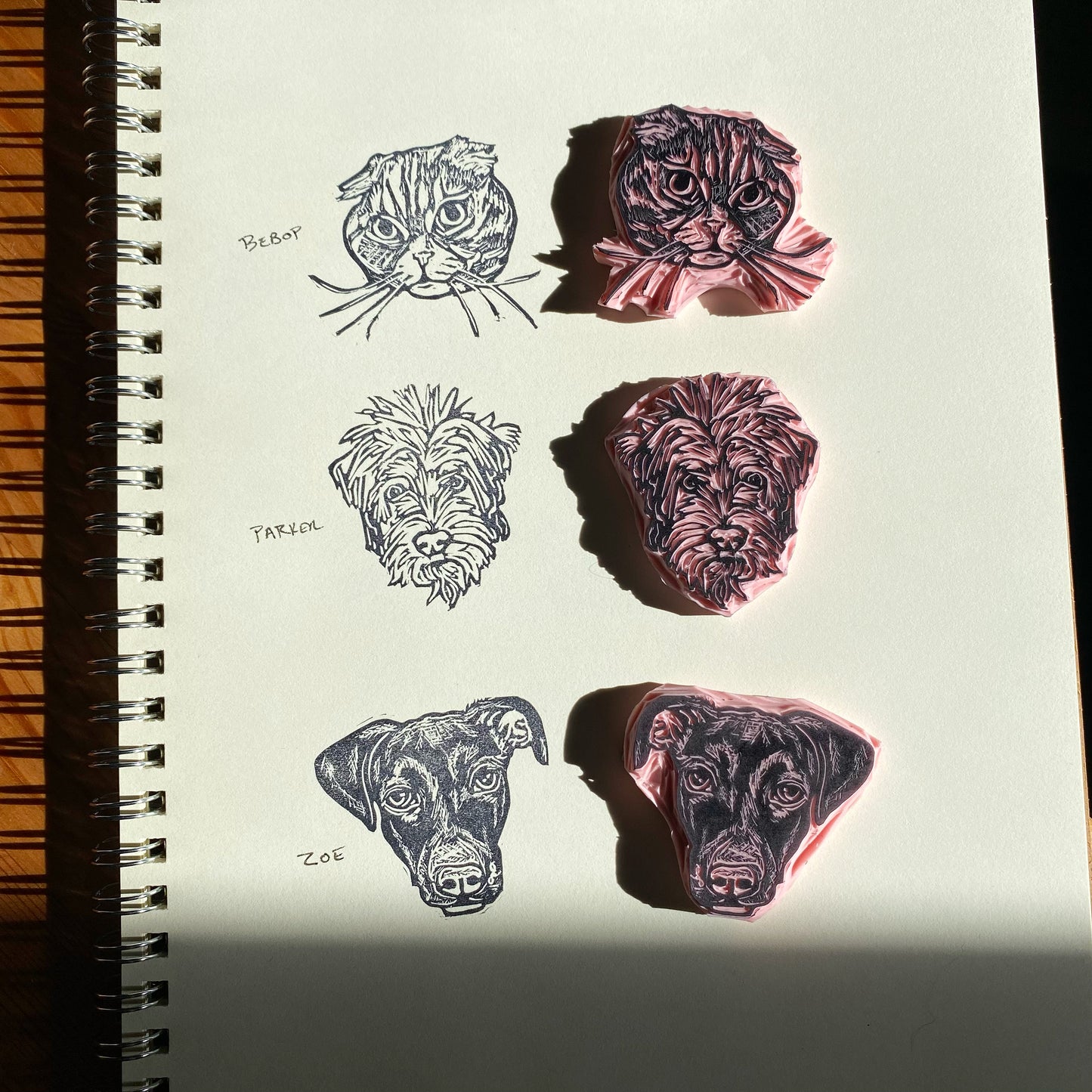 Work in Progress Custom Mini Stamp on Pine