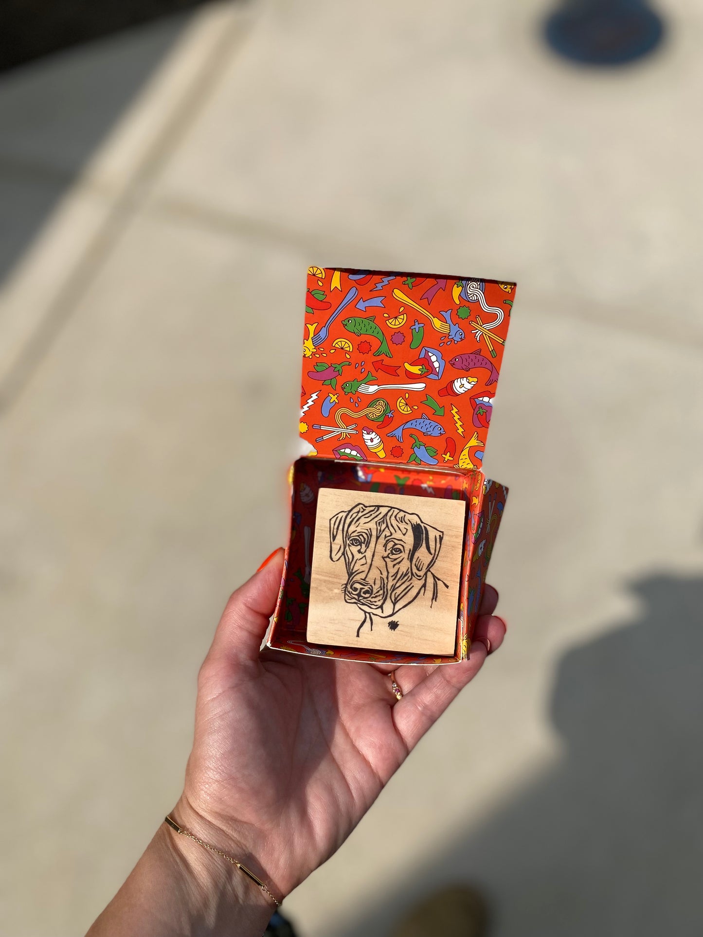 Work in Progress Custom Hand Carved Pet Portrait Stamp