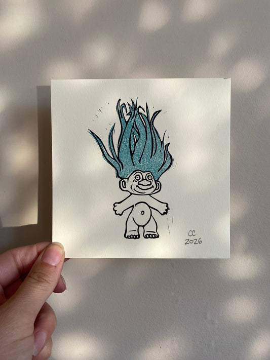 Lucky Troll original print 5x5